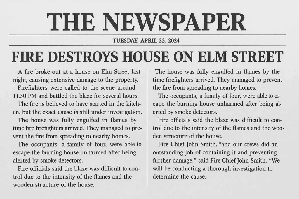 newspaper report writing